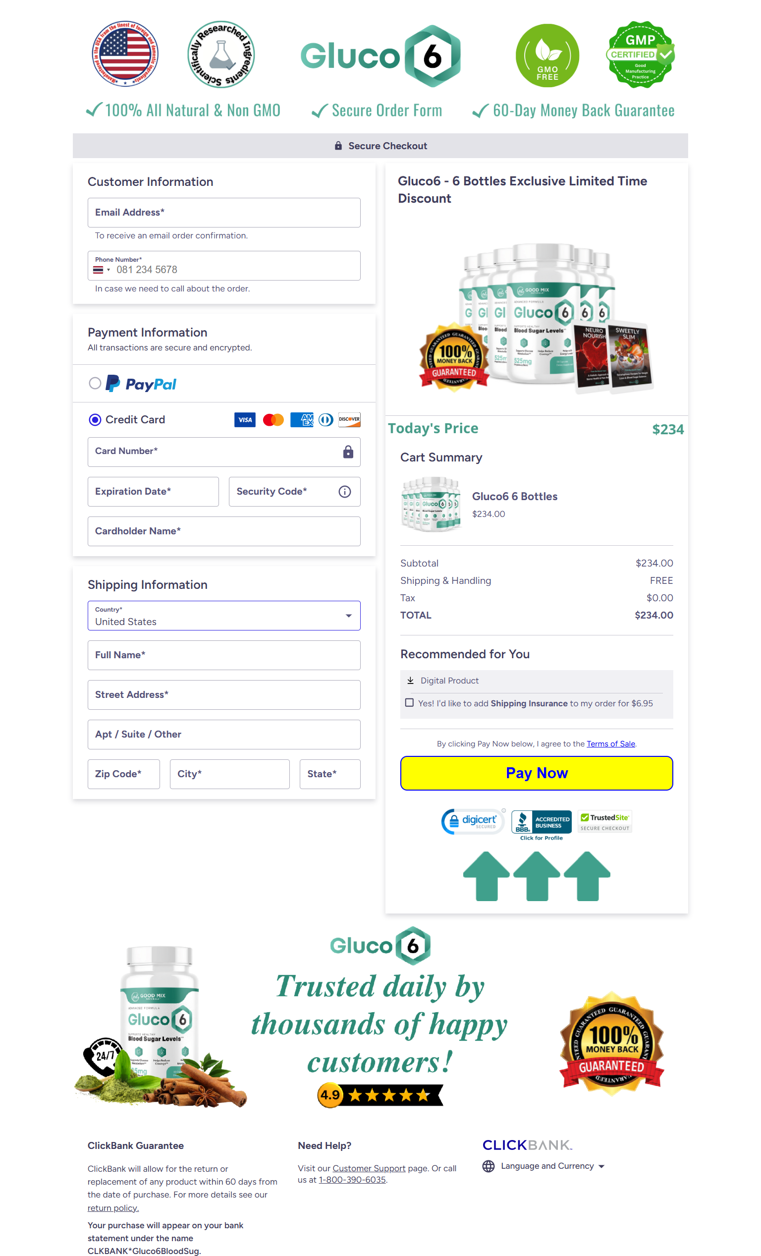 Gluco6 Official Website Secure Order Page